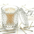 200 Count Bamboo Cotton Swabs with Glass Holder for Makeup & Care