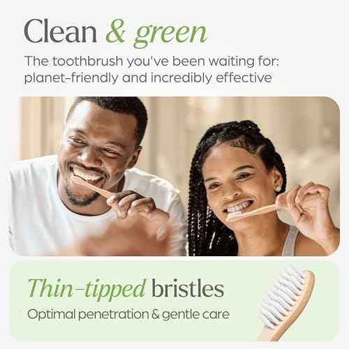 Soft Flossing Bamboo Toothbrushes 10 Pack - BPA Free Soft Bristles Toothbrushes for Adults, Natural Wooden Toothbrush