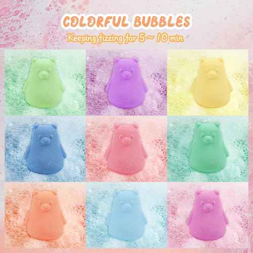SHUCHING 9 PCS XXL Bear Bath Bombs with Surprise Inside, Natural and Organic Bubble Bath Fizzy Balls for Kids, Birthday Christmas Gifts Set for Boys Girls