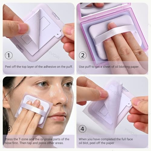 KYDA Oil Blotting Paper 500 Sheets with Mirror & Puff