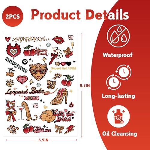 Cheetah Print Temporary Tattoos with Gold Foil, 4 Sheets