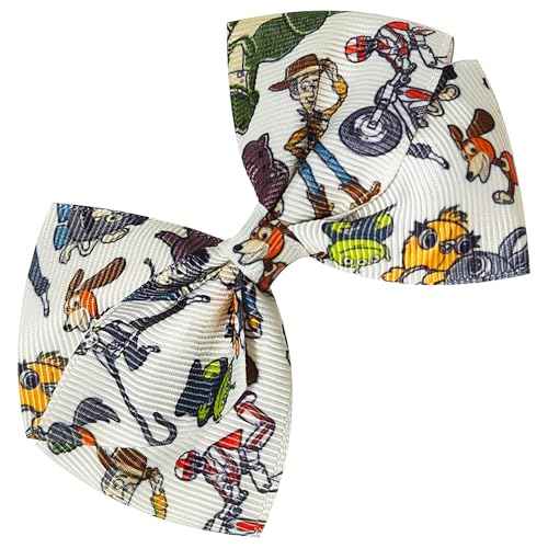 LUV HER Toy Story Alligator Hair Clips for Kids ? 7-Pack Non-Slip 4-Inch Hair Bows ? Girls Hair Accessories with Character Prints ? Ages 3+ ? Non-Toxic Material