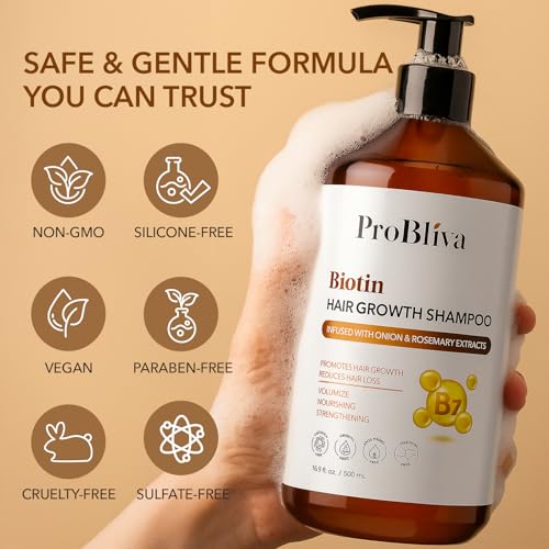 ProBliva Biotin Hair Growth Shampoo for Thinning Hair – 16.9 oz, Sulfate-Free