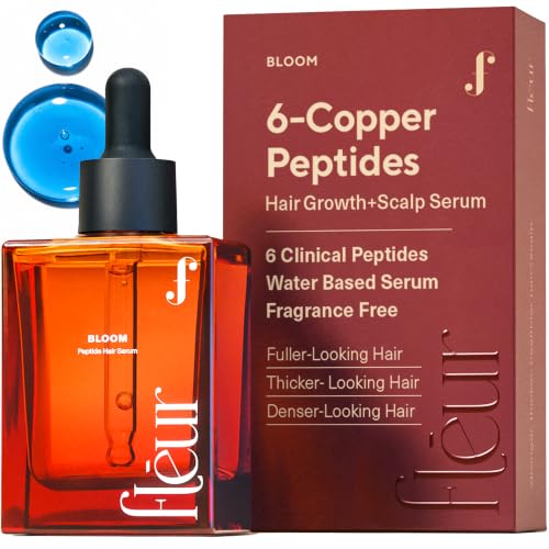Fléur Copper Peptide Hair Growth Serum for Thinning Hair - Non-Greasy, Lightweight Formula for Fuller, Stronger Hair