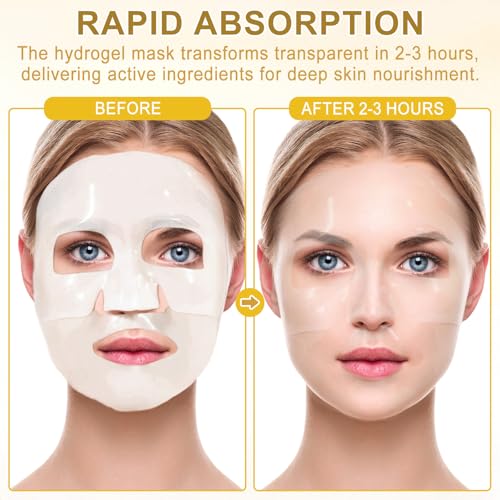 Snail Mucin Sheet Mask with Snail Mucin Serum, Hydrogel Collagen Face Mask, Overnight Hydrating Moisturizer Facial Masks Skincare Korean (4ea)