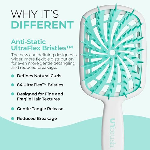 FHI Heat UNbrush Plus Detangling Hair Brush Mint Swirl for Fine & Fragile Hair