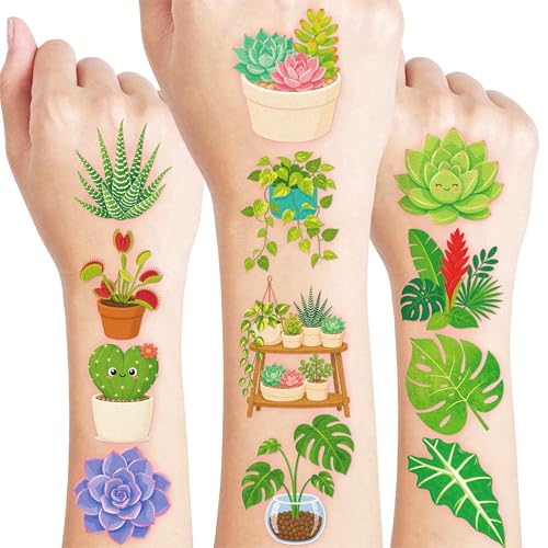 96 PCS Plant Temporary Tattoos for Kids | Waterproof Nature Party Favors