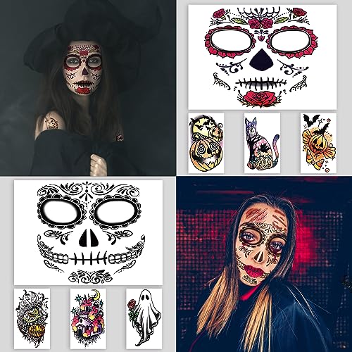 50 PCS Halloween Face Tattoos - Scary Horror & Costume Stickers