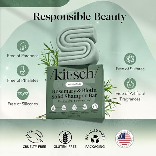 Kitsch Rosemary & Biotin Shampoo Bar for Hair Growth & Volume - 3.5 oz