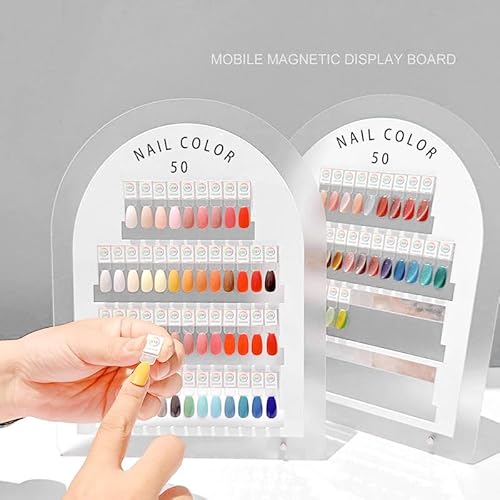Acycoin2A 50 Colors Magnetic Detachable Nail Color Testing Plate Stand Visible Acrylic Nail Polish Dip Powder Color Display Board Nail Art UV Oil Glue Showing Tools
