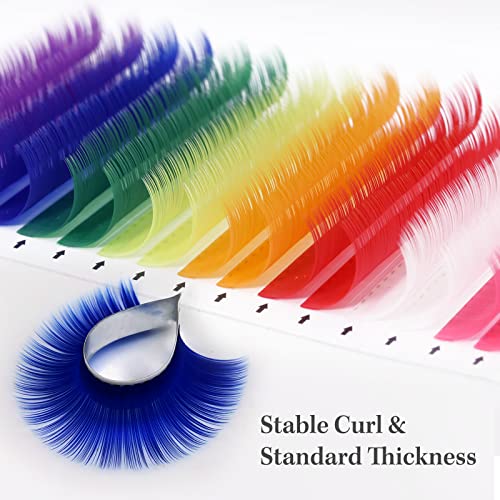 16-Row Colored Lash Extensions Mix | 0.07mm D Curl