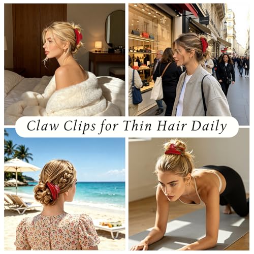 Lovime 4.3-Inch Large Claw Clip for All Hair Types - Red