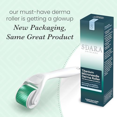 Sdara Black Derma Roller Microneedling Roller for Beard Growth, Scalp, Face - Brighten,Rejuvenating,Smoothening for Men and Women- Includes Free Storage Case