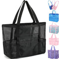 Fammart Large Mesh Beach Bag with Zipper Pocket for Family Travel