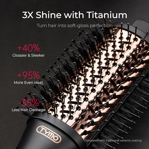 TYMO 4-in-1 Hair Dryer Brush with Titanium Barrel - 2 Inch