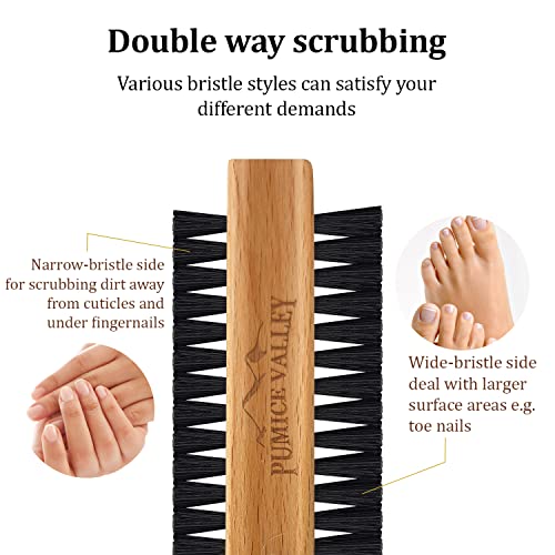 Beechwood Nail Brush with Charcoal Nylon Bristles - Double-Sided for Fingernails and Toes
