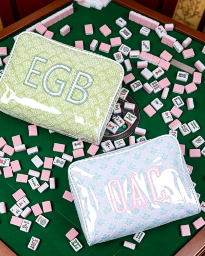 Personalized Embroidered Striped PVC Makeup Bag - Waterproof