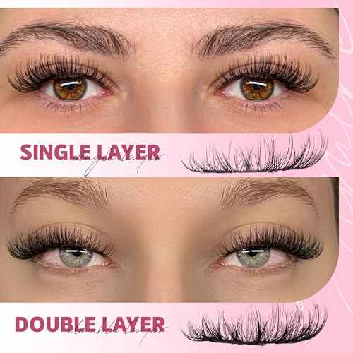 JIMIRE Natural Lash Clusters Wispy Eyelash Clusters 192Pcs C-Curly Cluster Eyelash Extensions 8-16MM Pesta?as Postizas Naturales Lash Extensions Easy to Apply DIY at Home by Self