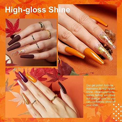 MEFA Gel Nail Polish Kit with U V Light - 28 Colors Fall Winter Gel Nail Polish Set Gold Brown Soak Off Nail Polish Starter Kit with Base & Matte Glossy Top Coat Nail Art Decorations Manicure Tools