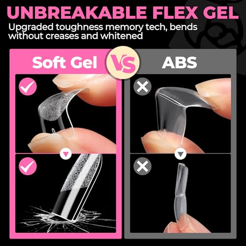 UNA GELLA Extra Short Sharp Square Nail Tips, 504Pcs – Pre-Shaped False Nails