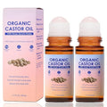 Guluxly Organic Castor Oil Rose Quartz Roller Ball – 2 oz, Multi-Use Skin, Brows, Lashes, Cuticles