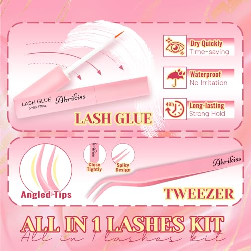 Ahrikiss Cat Eye False Eyelashes - 8 Pairs Wispy Faux Mink Lashes