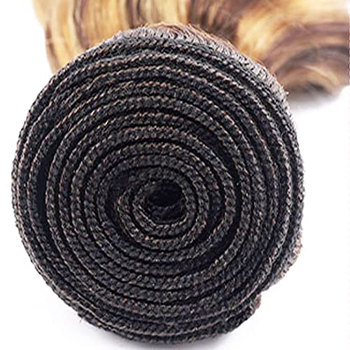 Freiuoke P427 Blonde Deep Wave Human Hair Extensions 14 Inch 3 Bundles Light Honey Blonde