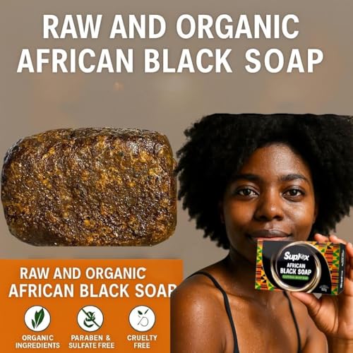 African Black Soap Bar ? African Soap for oily Skin, Ghana Black Face & Body Wash | Face and Body moisturizing cleanser 1 Count.