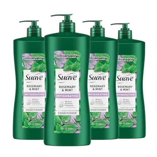 Suave Natural Rosemary & Mint Conditioner, for Strong & Healthy Hair, No Dyes, No Parabens, No Phthalates, 28 oz Pack of 4