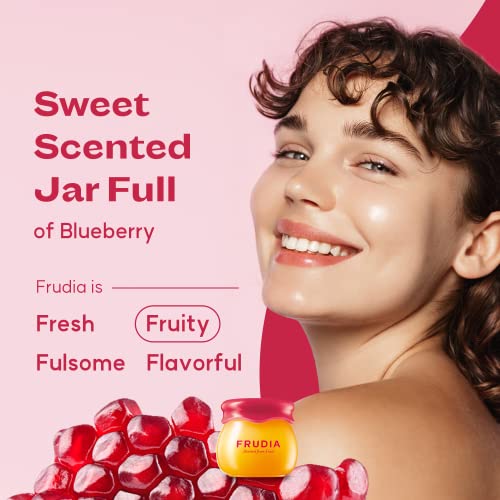 WELCOS FRUDIA Honey Lip Balm – Pomegranate | Lip Plumping, Moisturizing & Hydrating Translucent Red Tinted Lip Balm | 3-in-1 Lip Plumper Balm for Dry & Pale Lips with Pomegranate Extracts (0.33 fl oz)