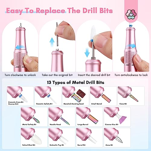 SAVILAND 40000 RPM Portable Electric Nail Drill Set for Professionals