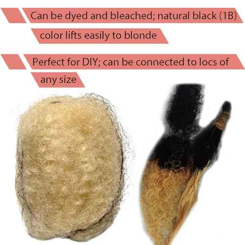 Tight Afro Kinky Human Hair for Dreadlocks,Ideal for Making Locs,Repair Extensions,Twist or Braids 2 Bundles/Package Light Blonde #613 16inch