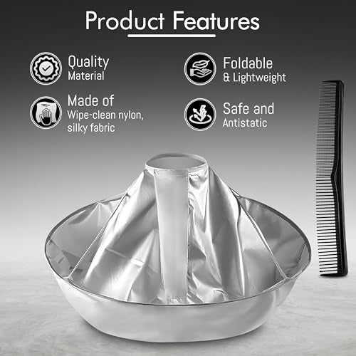 Professional Hair Cutting Cape with Comb - Waterproof Nylon Barber Apron