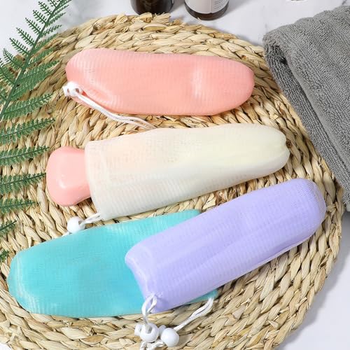 Mozeat 6-Pack Exfoliating Mesh Soap Pouches with Drawstring