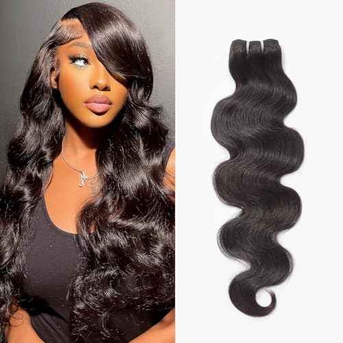 WEQUEEN Bundles Human Hair Body Wave 16A Brazilian Virgin Hair Bundles 24 Inch Thick Weave Natural Black