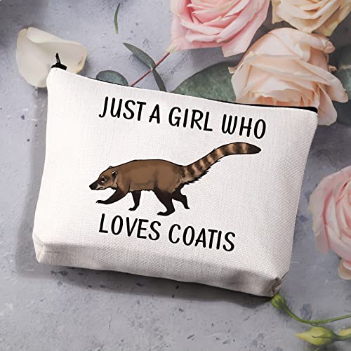 BDPWSS Coati Lovers Gifts Just A Girl Who Loves Coatis Raccoons Makeup Bags Coatimundi Gifts Zipper Pouch For Animal Lovers (Girls loves coatis)