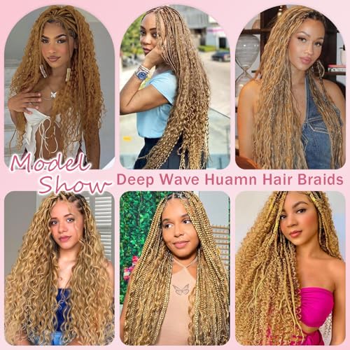 Aonbamds Blonde Human Hair Extensions 18 Inch for Braiding & Boho Hairstyles