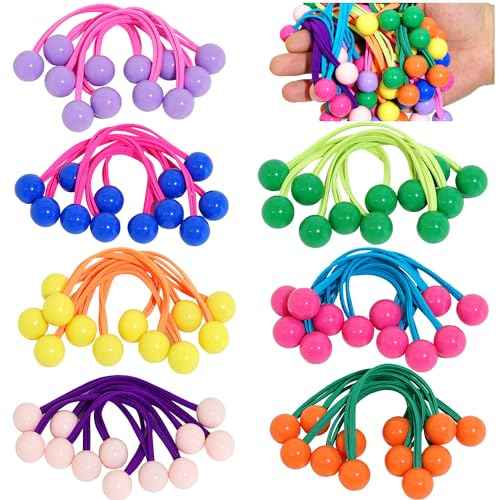 42 Pcs Double Balls Hair Ties, Ball Bubble Ponytail Holders Colorful Clear Assorted Elastic Accessories for Kids Children Girls Women(7Colors)