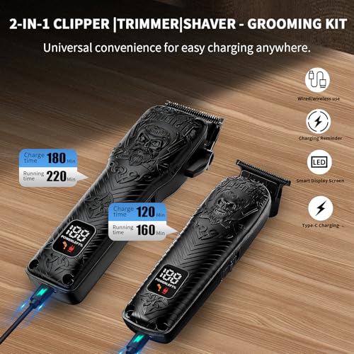 BESTBOMG Professional Cordless Hair Clipper & Beard Trimmer Set - Long Battery Life, 0.8-2mm Fade, USB-C