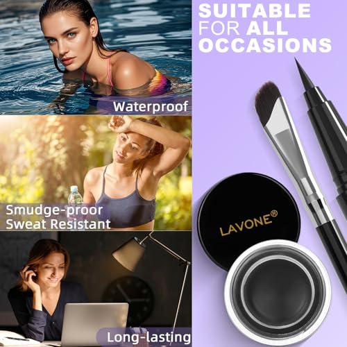 LAVONE Waterproof Eyeliner Set - Liquid Pen, Gel & Brush