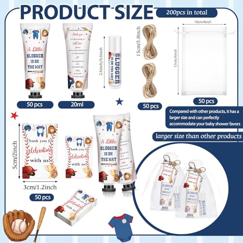 Baseball Baby Shower Party Favors – 50 Sets Hand Lotion & Lip Balm