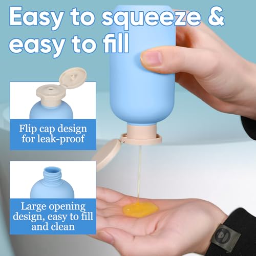4-Pack 6.8oz Travel Shampoo Bottles, Leak-Proof Refillable Squeeze
