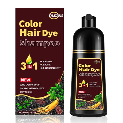 Lymznus Dark Wine Red Hair Dye Shampoo 3-in-1 for Gray Coverage (Variation: Dark Wine Red)