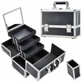 Joligrace 3-Tray Makeup Case with Mirror & Brush Holder