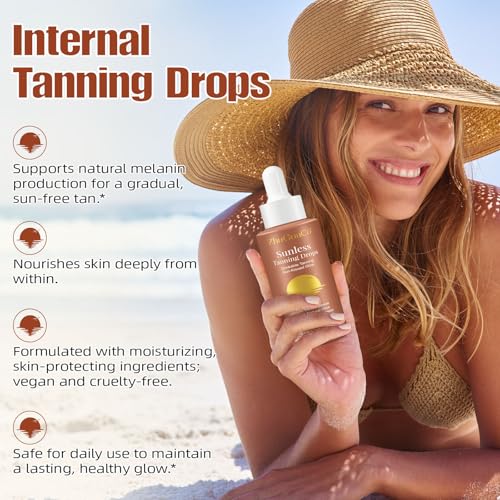 Sunless Tanning Drops To Drink,Drinkable Sunless Tanning Drops,Oral Drink Moisturizing Bronzing Tanner for Face & Body,Sun-Kissed Glow for All Skin