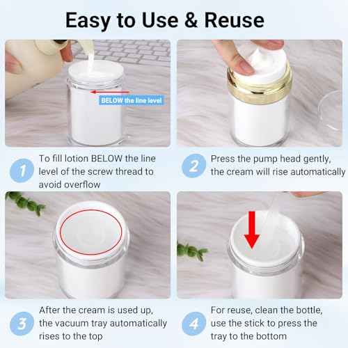 Segbeauty 3.38oz Airless Pump Jar, Empty Makeup Containers 100ml Vacuum Bottle Dispenser, 3pcs Refillable Jar Travel Bottles for Toiletries Moisturizer Container Travel Size for Lotion Moisturizer