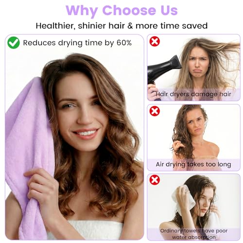 Microfiber Hair Towel Wrap 2 Pack - Fast Drying Anti-Frizz