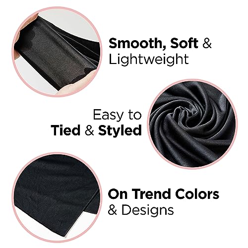 KISS COLORS & CARE Satin Scarf, Black | Soft Texture | Multi-Purpose | Prevents Hair Breakage