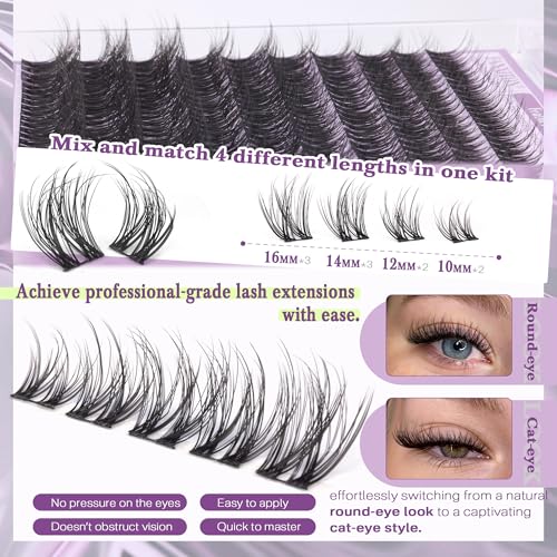 Wispy Lash Clusters Kit with Glue, Remover & Tweezers