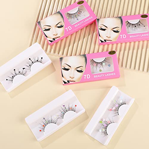 Dramatic Glitter False Eyelashes with Decorative Heart & Flower (3 Pairs)